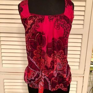 "NY & Co. XS Dark Pink Chiffon Tank Top - Gently Used - Chiffon Overlay"